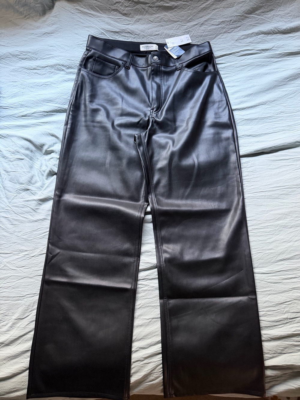 NWT Abercrombie & Fitch Curve Love 90s Relaxed High Rise Faux Leather Pants